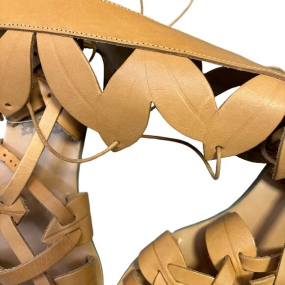 ANICENT GREEK SANDALS Tan Leather 'Filareskia' High Gladiator Sandals 38 New* - Picture 6 of 9